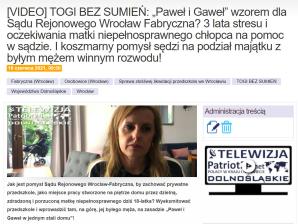 [VIDEO] Czy wrocławski sąd powstrzyma nienawiść byłego męża wobec matki niepełnosprawnego? Ile lat jeszcze będzie się toczyć proces-udręka dla Sylwii Spychała?