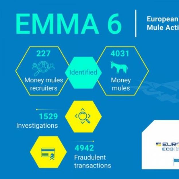 European Money Mule Action Days. W EMMA 6 wzięły udział organy ścigania z Australii, Austrii, Belgii, Bułgarii, Chorwacji, Cypru, Czech, Estonii, Finlandii, Grecji, Węgier, Irlandii, Włoch, Litwy, Mołdawii, Holandii, Polski, Portugalii, Rumunii